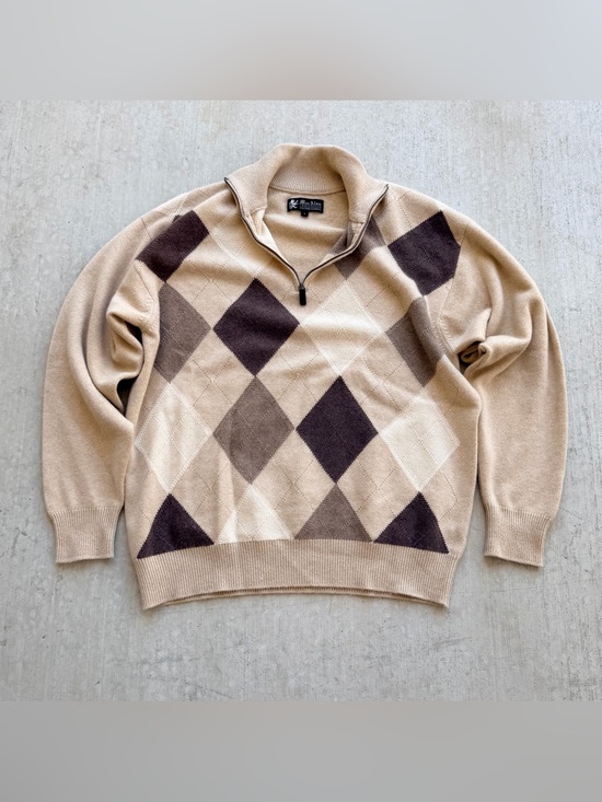 Mac alan Other - Mac Alan 1/4 Zip Sweater 100% Cashmere Argyle Print Men Size XL Scotland